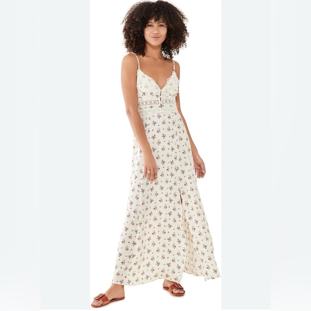 Free People Floral Maxi Dress - Cream and Pink